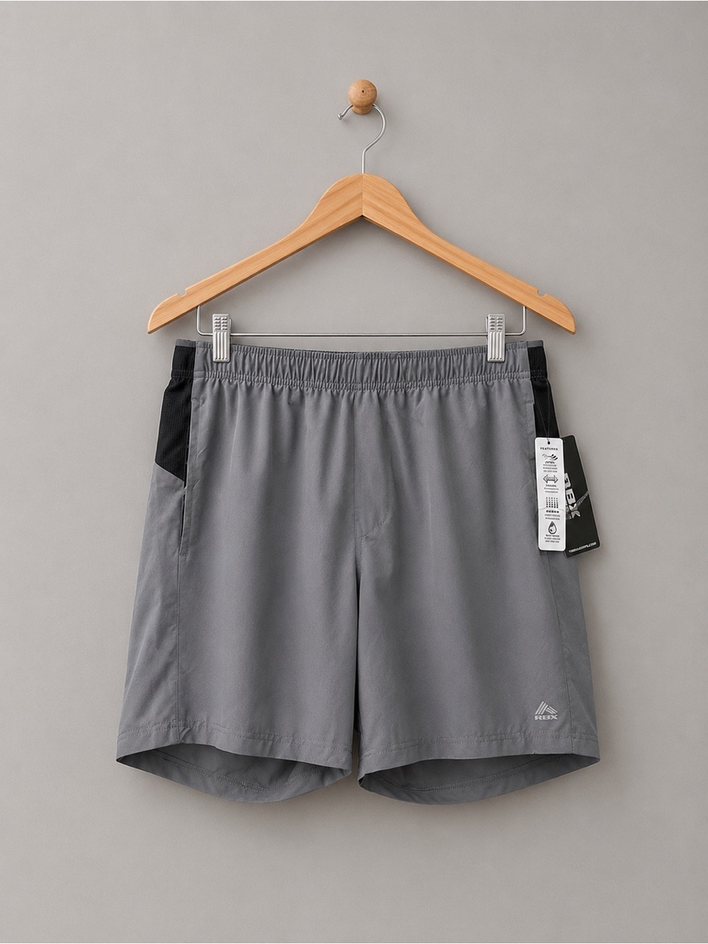 RBX Active Mens Gray Athletic Shorts Medium Performance Workout Training Shorts